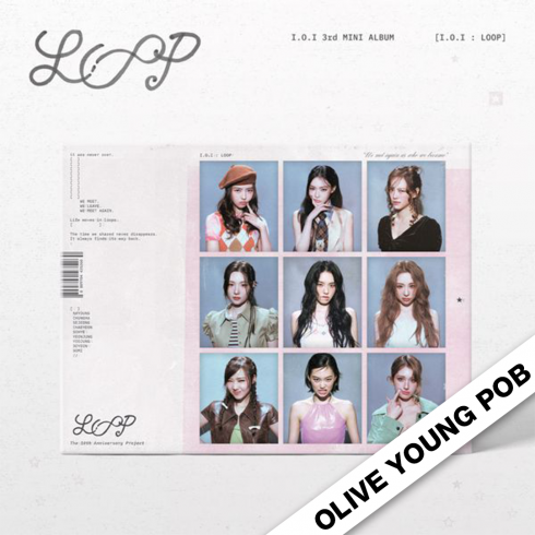 [PRE-ORDER] I.O.I
3RD MINI ALBUM 'I.O.I : LOOP' (OLIVE YOUNG POB) (SET OF 9 ALBUM & POB / POB ONLY)